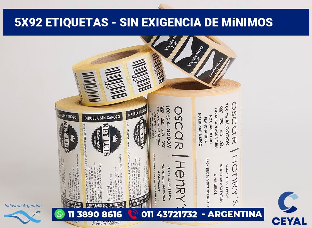 5×92 Etiquetas