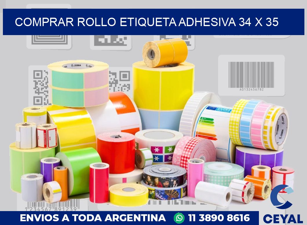 Comprar rollo etiqueta adhesiva 34 x 35