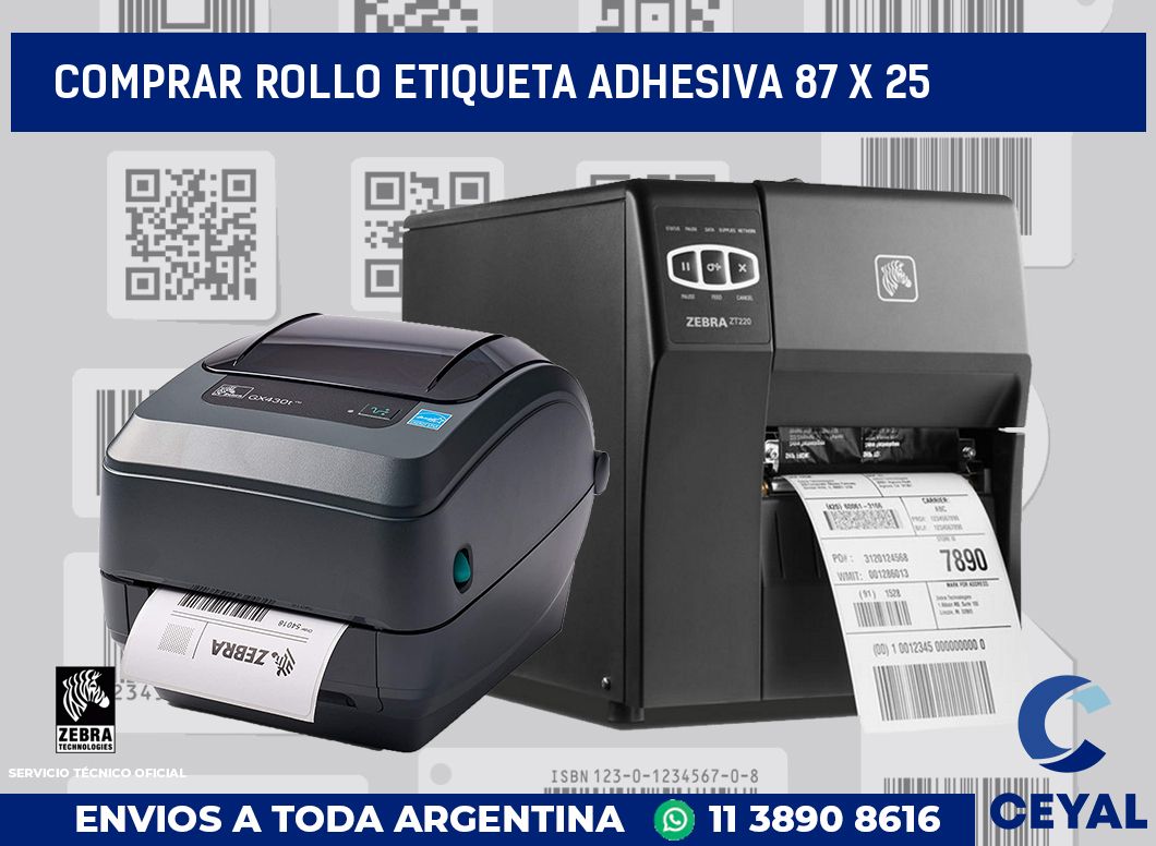 Comprar rollo etiqueta adhesiva 87 x 25