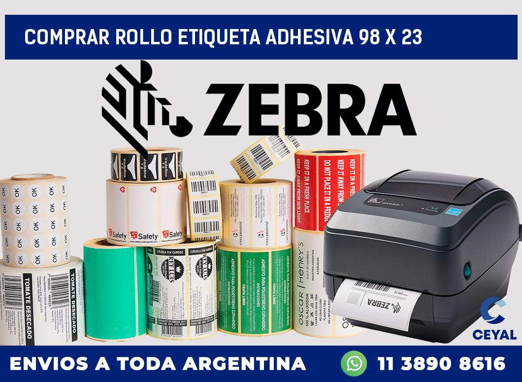 Comprar rollo etiqueta adhesiva 98 x 23