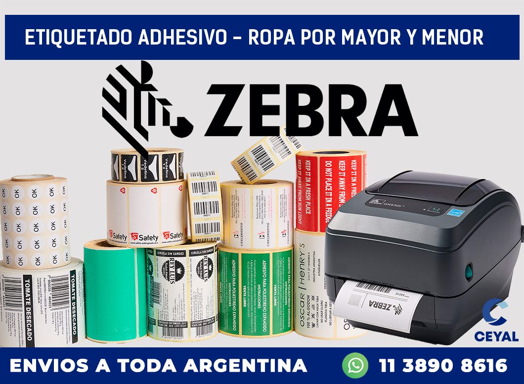 Etiquetado adhesivo - ropa por mayor y menor