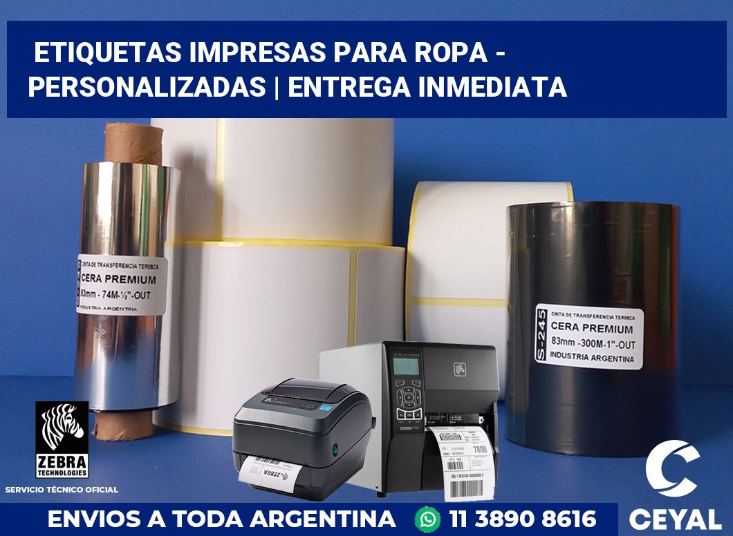 Etiquetas Impresas para ropa - Personalizadas | Entrega inmediata