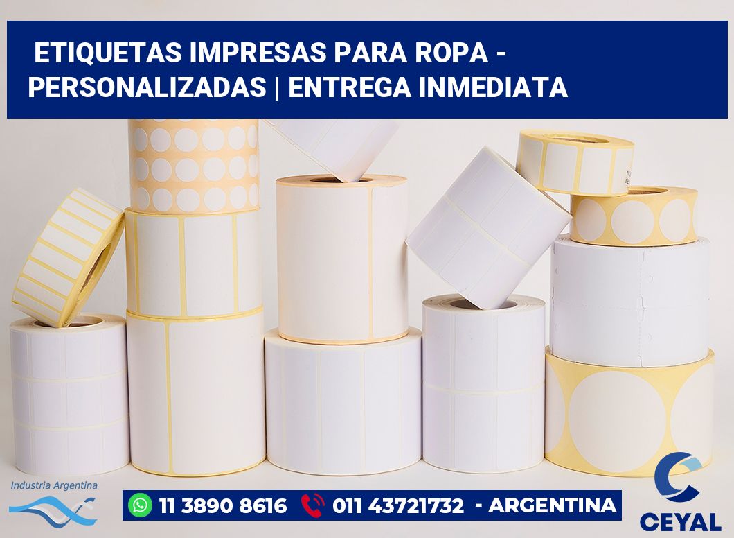 Etiquetas Impresas para ropa - Personalizadas | Entrega inmediata