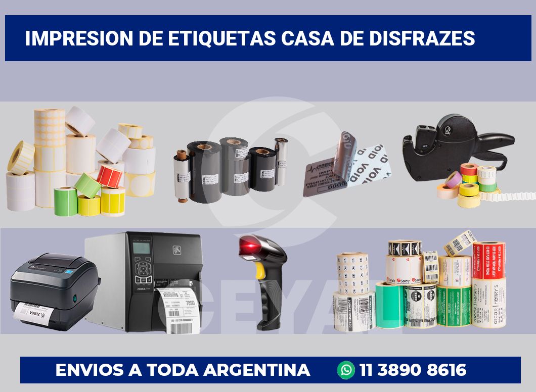 Impresion de etiquetas Casa de disfrazes