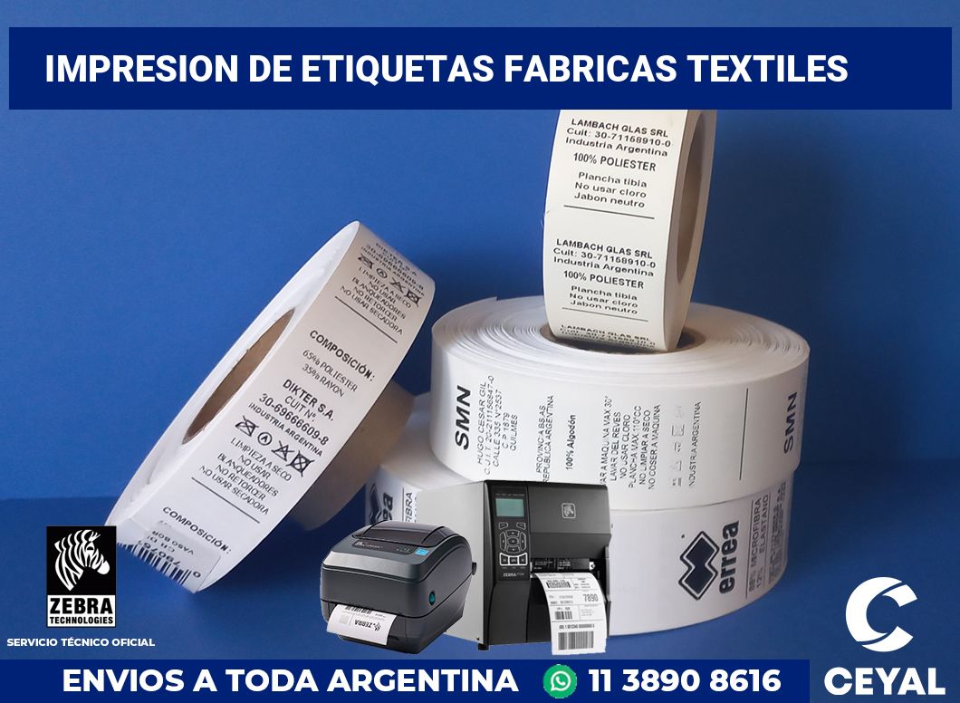 Impresion de etiquetas fabricas textiles