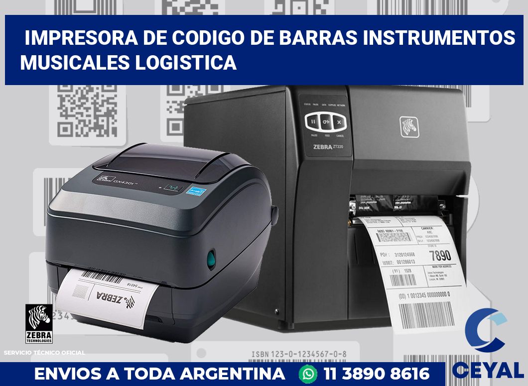 Impresora de codigo de barras Instrumentos musicales logistica