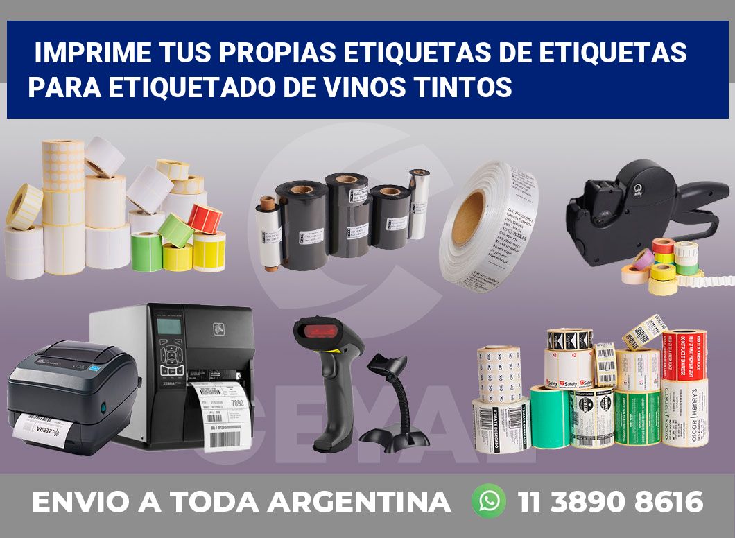 Imprime tus Propias Etiquetas de Etiquetas para Etiquetado de Vinos Tintos