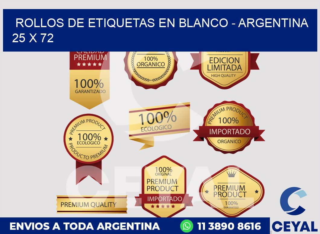 Rollos de etiquetas en blanco - Argentina 25 x 72