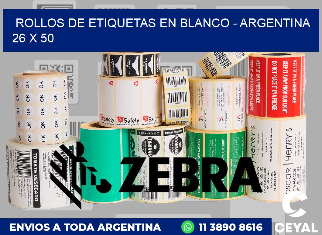 Rollos de etiquetas en blanco - Argentina 26 x 50