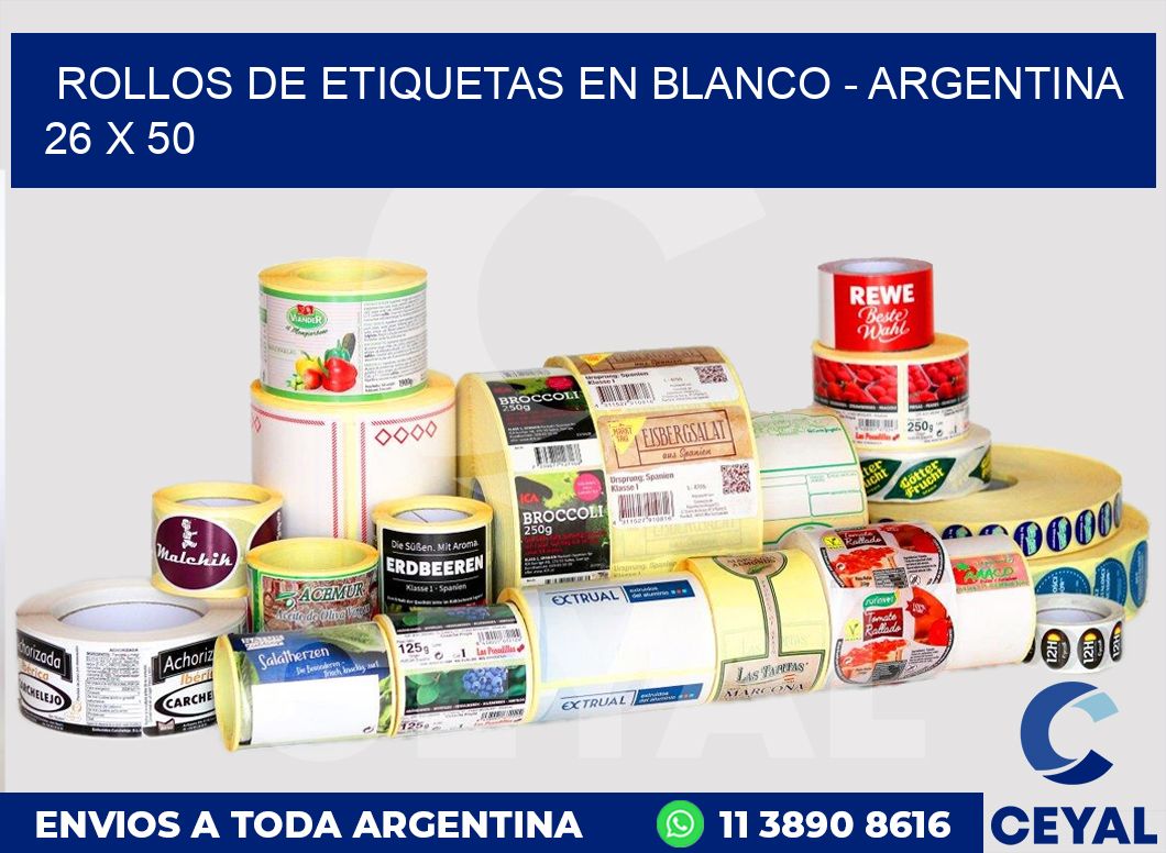 Rollos de etiquetas en blanco – Argentina 26 x 50