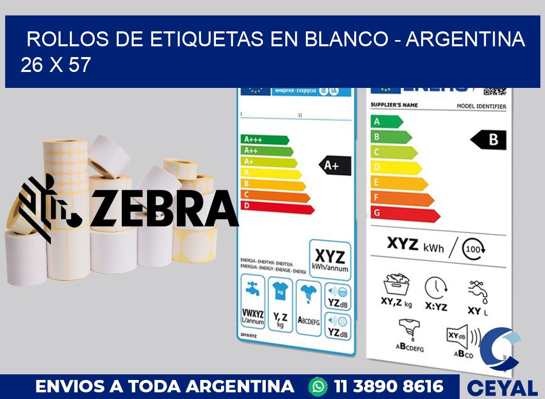 Rollos de etiquetas en blanco - Argentina 26 x 57