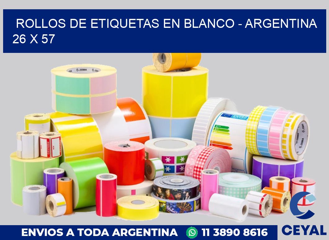 Rollos de etiquetas en blanco – Argentina 26 x 57