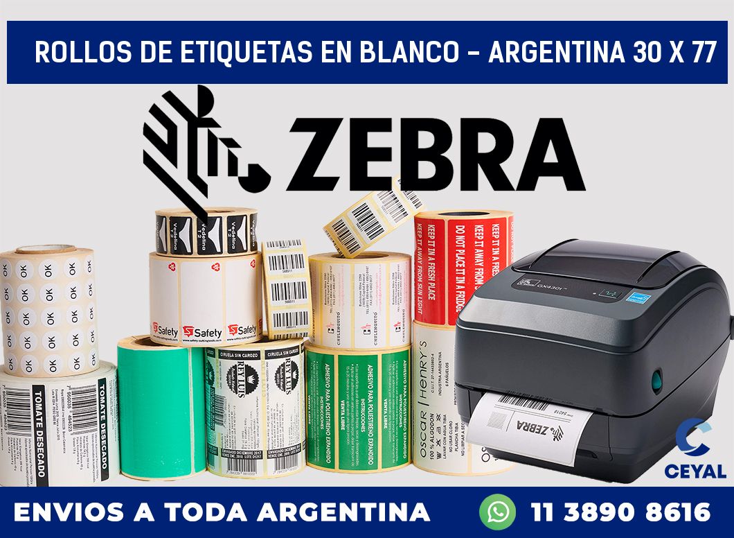 Rollos de etiquetas en blanco – Argentina 30 x 77