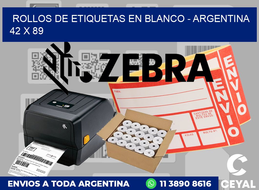 Rollos de etiquetas en blanco - Argentina 42 x 89