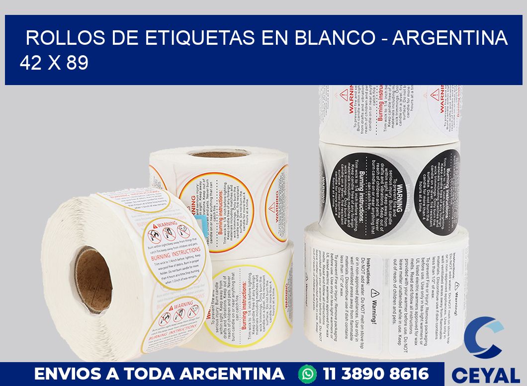 Rollos de etiquetas en blanco – Argentina 42 x 89