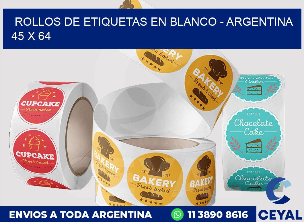 Rollos de etiquetas en blanco - Argentina 45 x 64