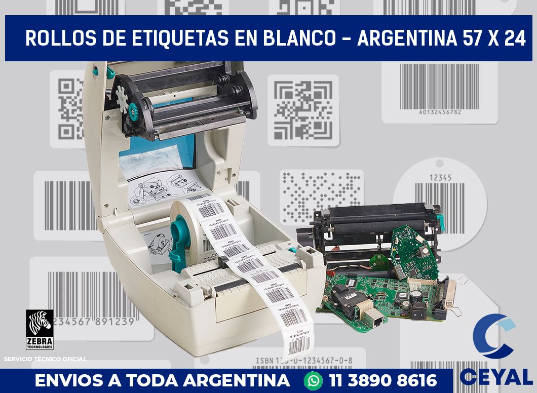 Rollos de etiquetas en blanco - Argentina 57 x 24