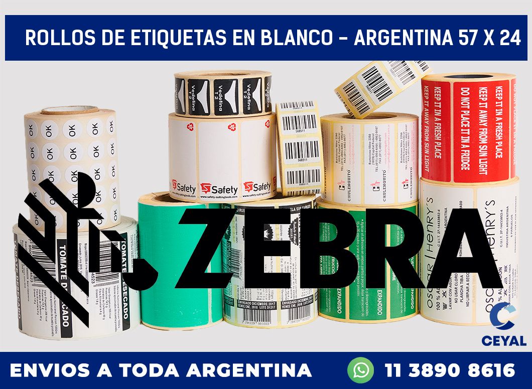 Rollos de etiquetas en blanco – Argentina 57 x 24