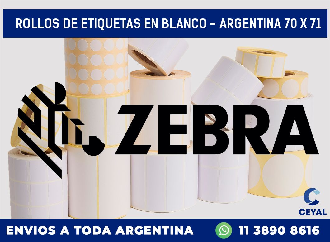 Rollos de etiquetas en blanco – Argentina 70 x 71