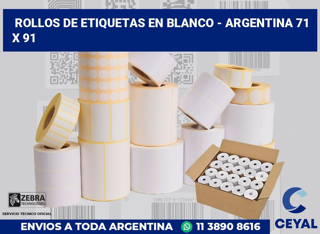 Rollos de etiquetas en blanco – Argentina 71 x 91