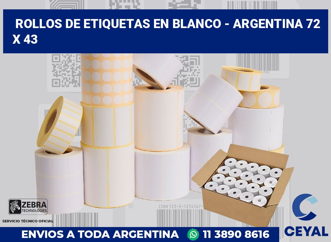 Rollos de etiquetas en blanco – Argentina 72 x 43