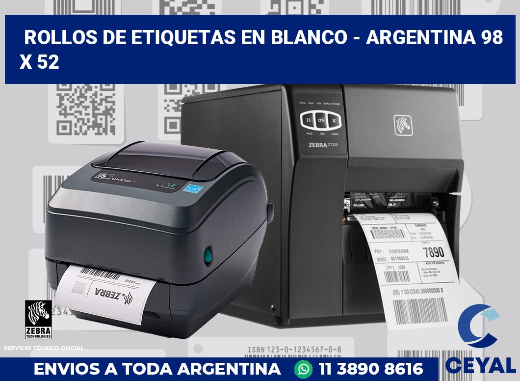 Rollos de etiquetas en blanco - Argentina 98 x 52