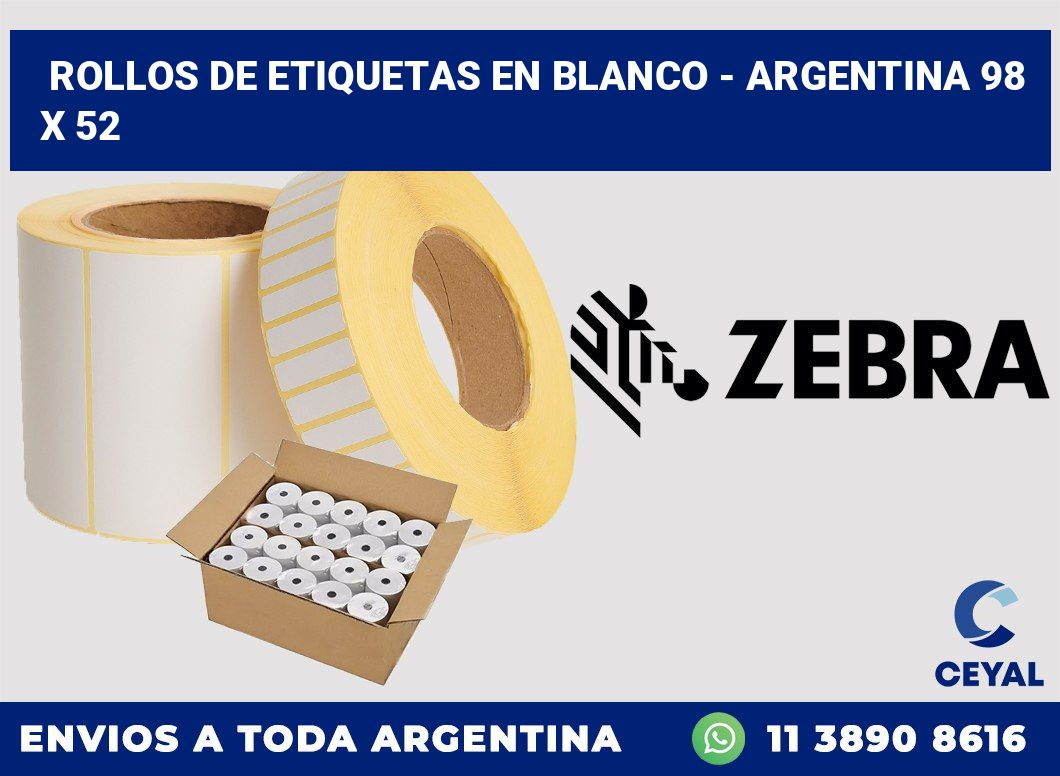 Rollos de etiquetas en blanco – Argentina 98 x 52
