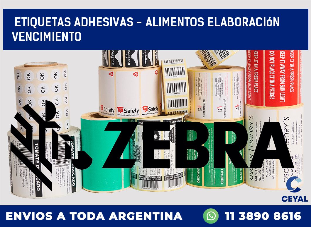 etiquetas adhesivas - alimentos elaboración vencimiento