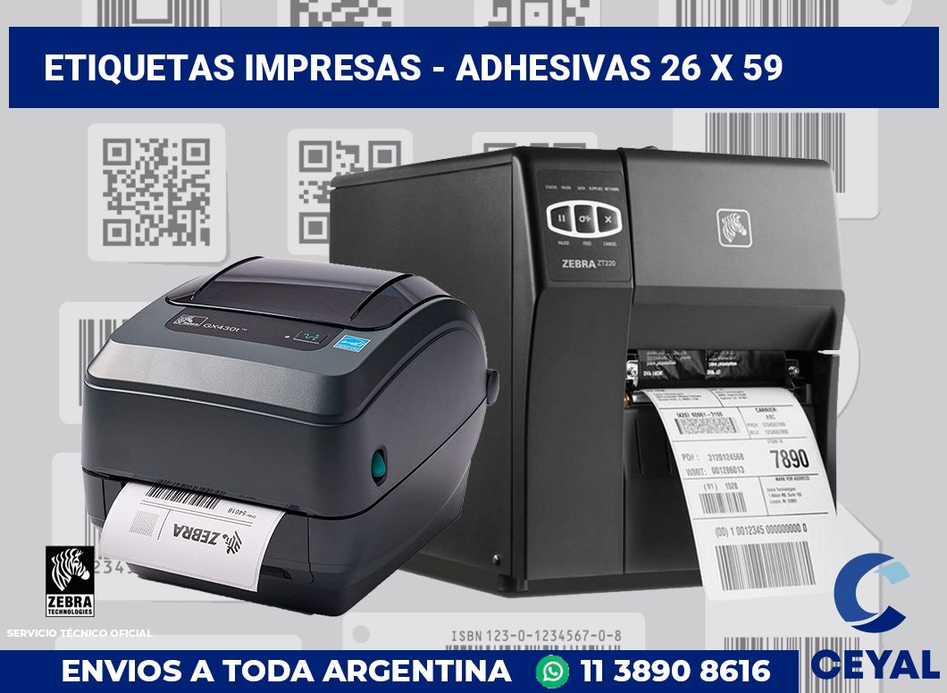 etiquetas impresas - Adhesivas 26 x 59