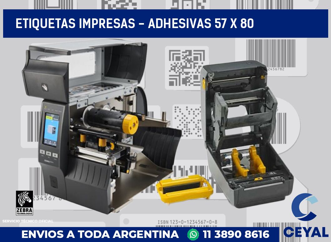 etiquetas impresas - Adhesivas 57 x 80