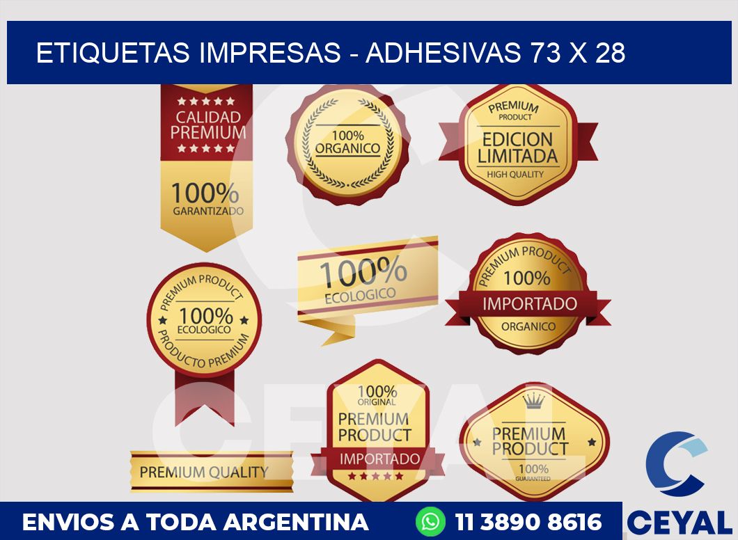 etiquetas impresas - Adhesivas 73 x 28