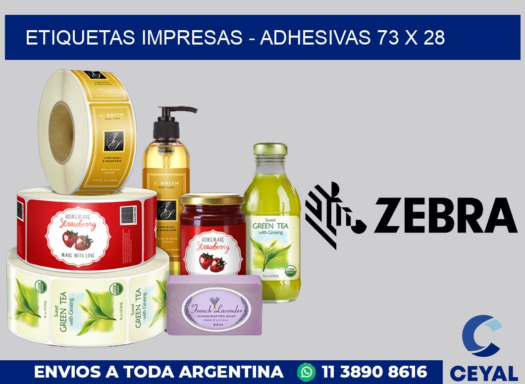 etiquetas impresas - Adhesivas 73 x 28