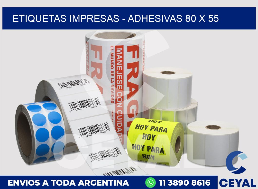 etiquetas impresas - Adhesivas 80 x 55