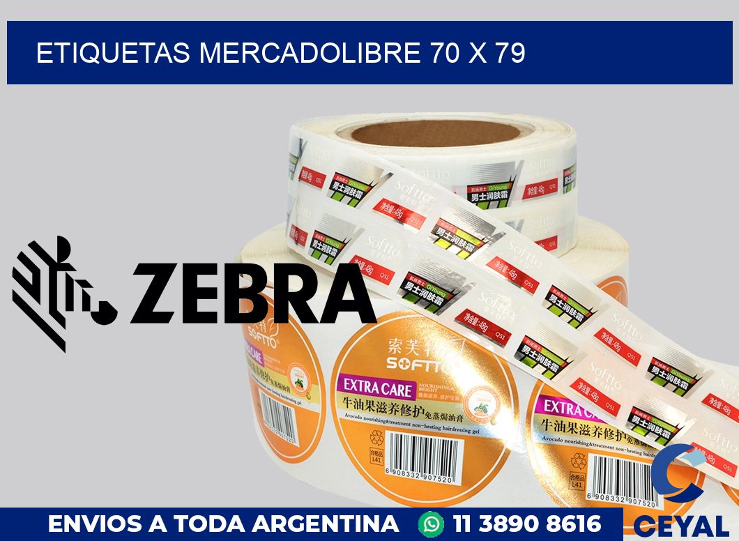 etiquetas mercadolibre 70 x 79