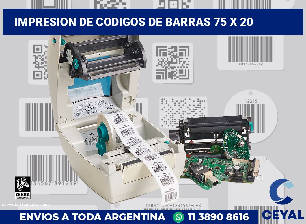 impresion de codigos de barras 75 x 20