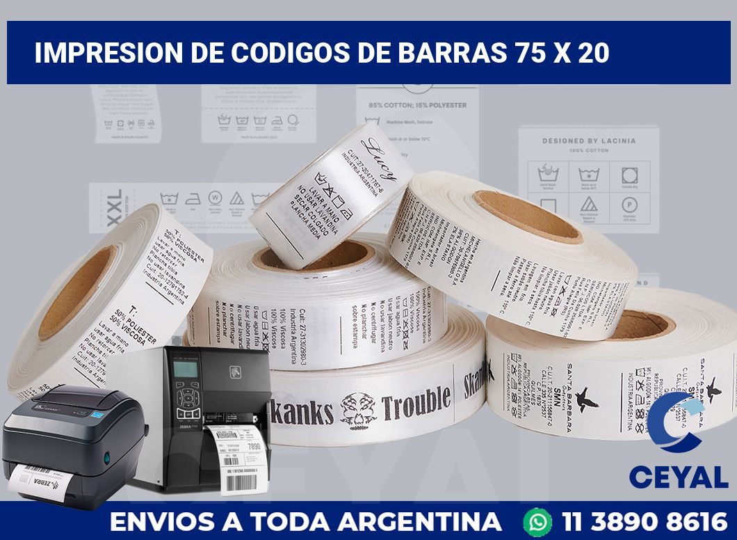 impresion de codigos de barras 75 x 20