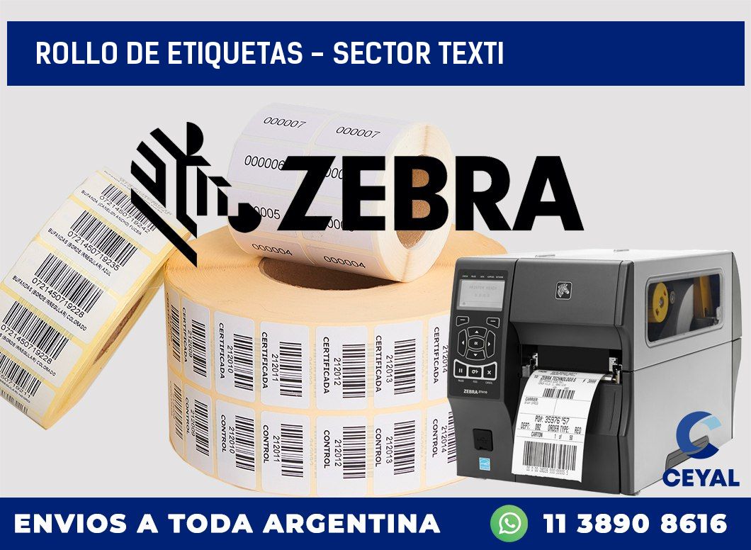rollo de etiquetas - sector texti