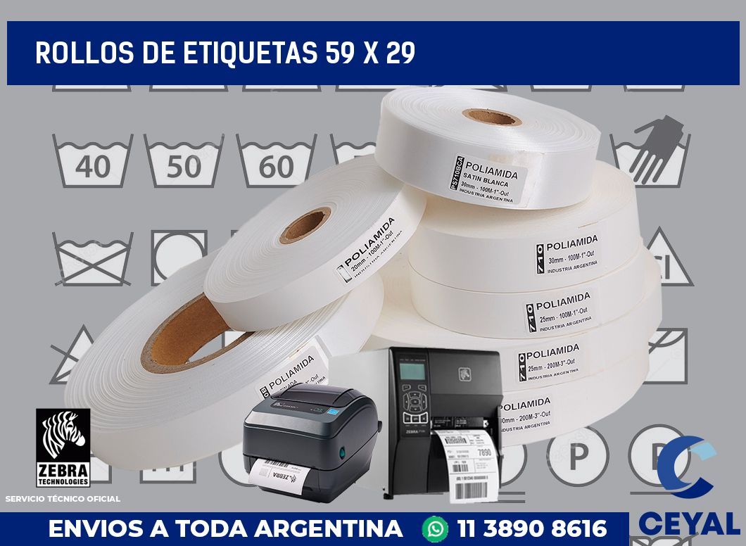 rollos de etiquetas 59 x 29