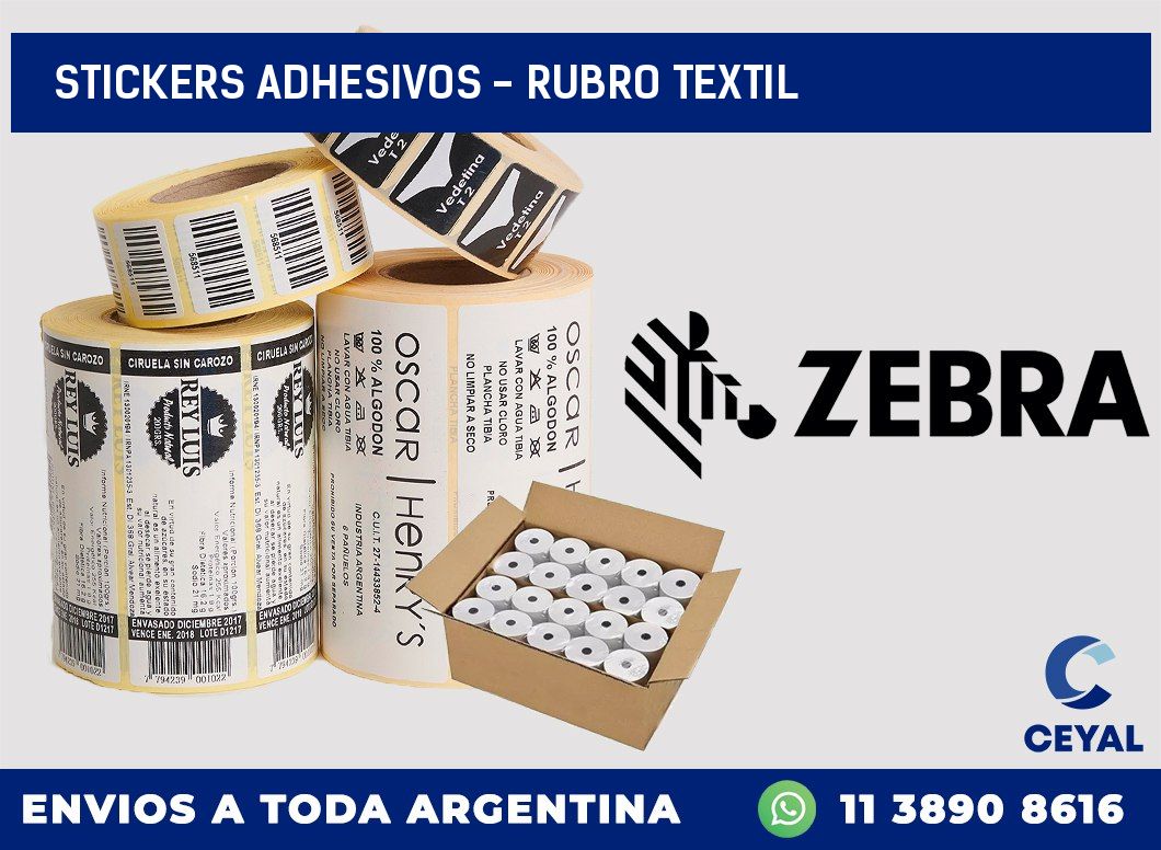 stickers adhesivos - rubro textil