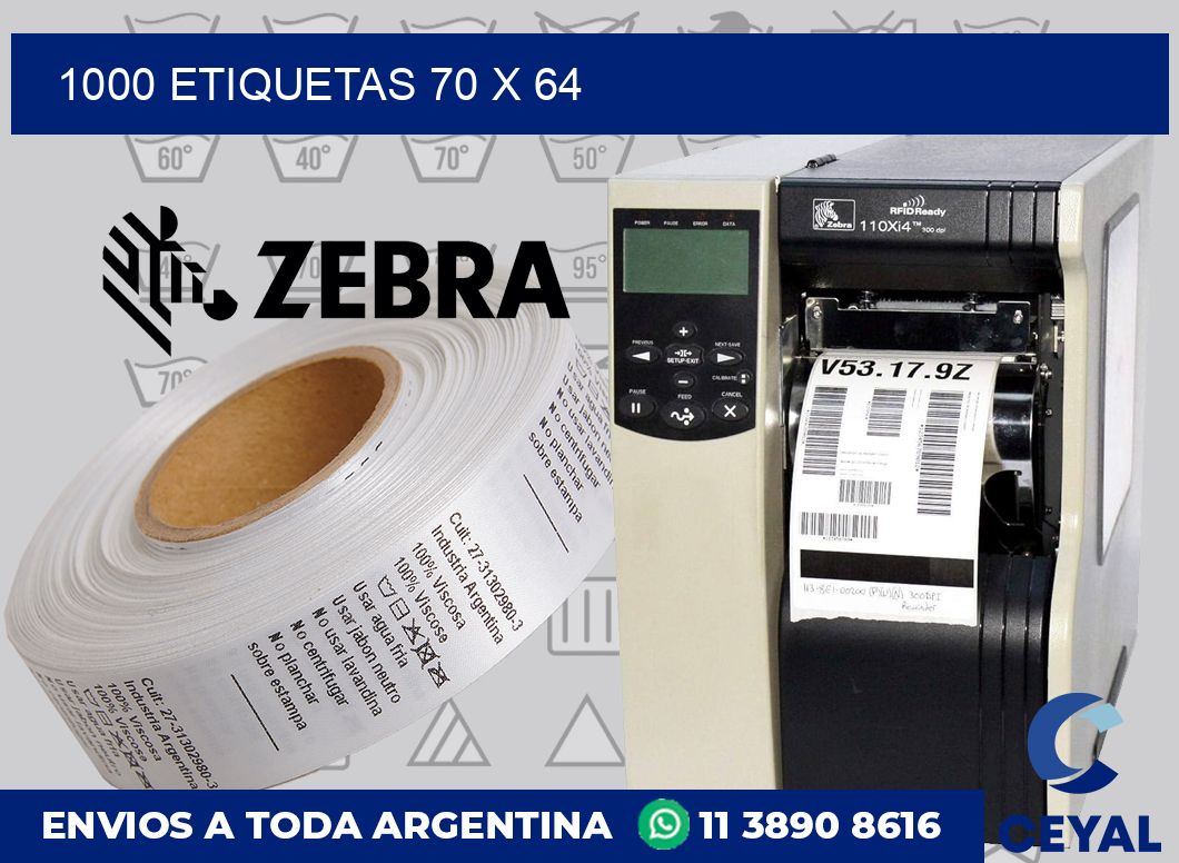 1000 etiquetas 70 x 64