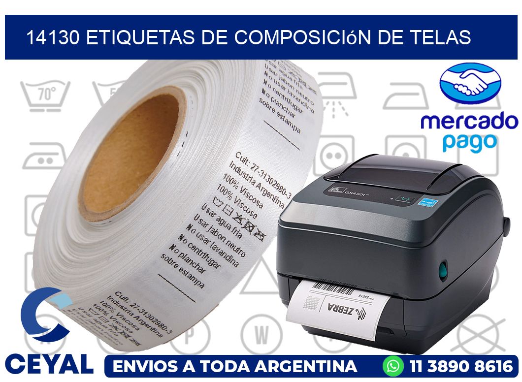 14130 Etiquetas de composición de Telas