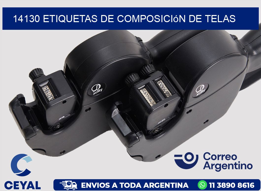 14130 Etiquetas de composición de Telas