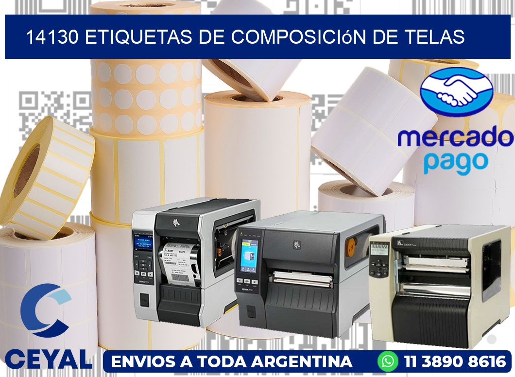 14130 Etiquetas de composición de Telas
