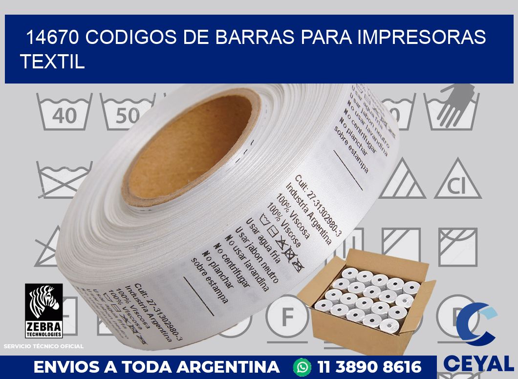 14670 codigos de barras para impresoras textil