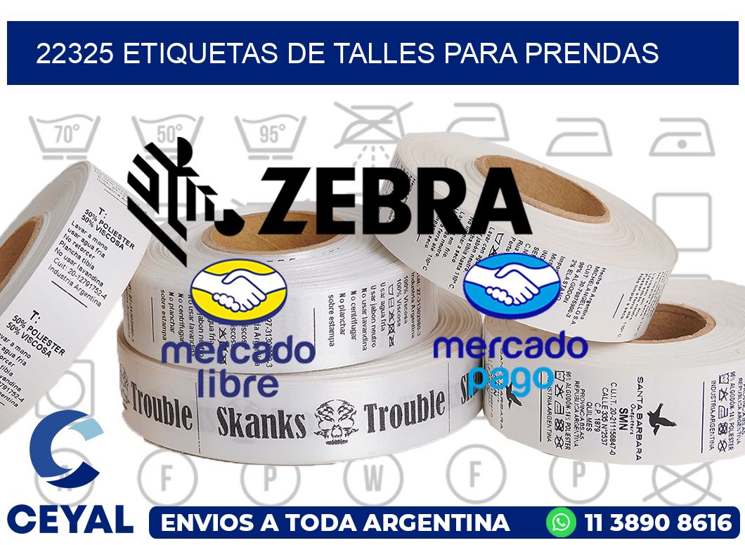 22325 Etiquetas de talles para Prendas