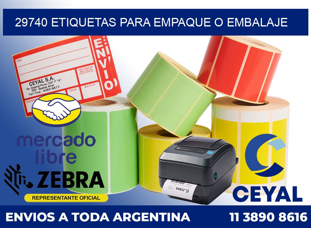 29740 Etiquetas para empaque o embalaje
