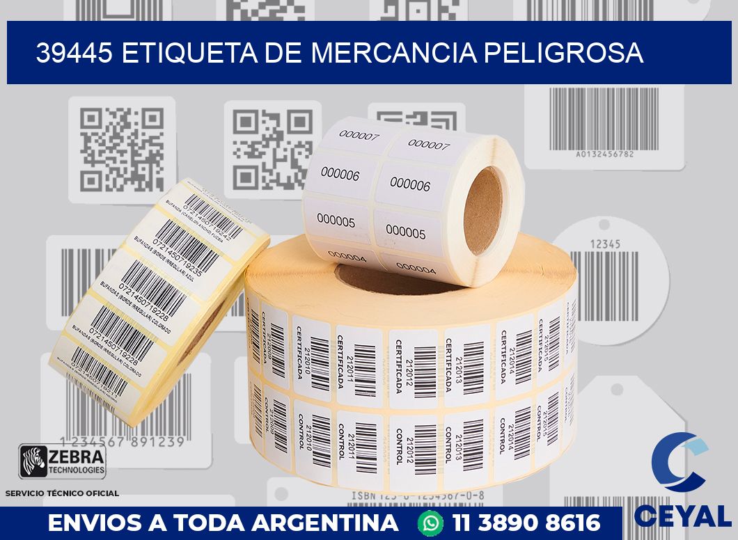 39445 Etiqueta de mercancia peligrosa