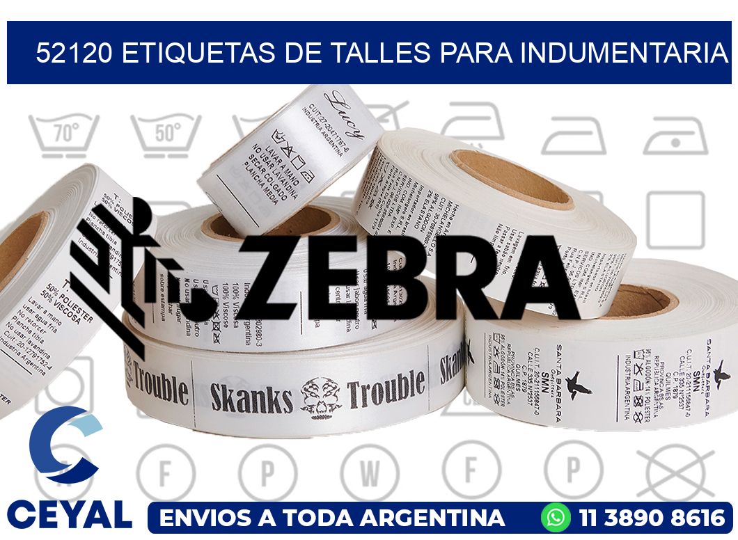 52120 Etiquetas de Talles para indumentaria