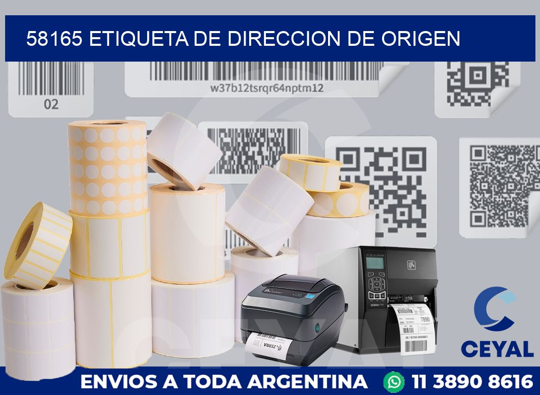 58165 Etiqueta de direccion de origen