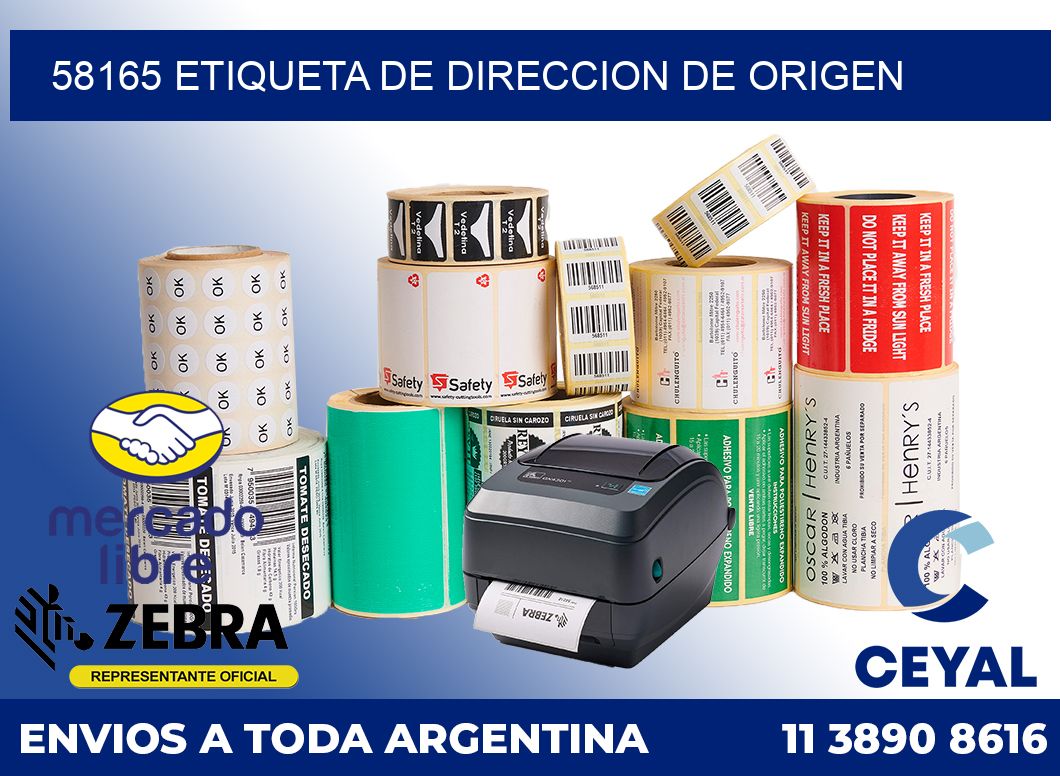 58165 Etiqueta de direccion de origen